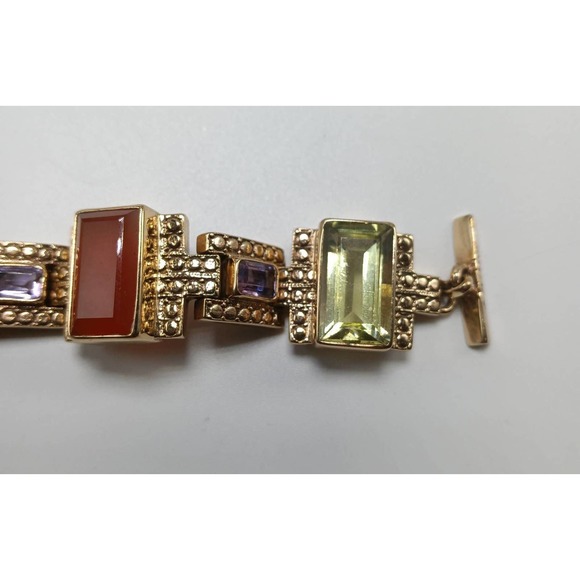 Vintage Nicki Butler Multi Stone Gold Tone Bracelet - Picture 6 of 8